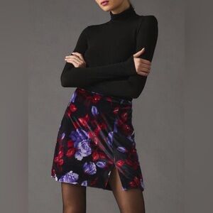 NWOT Anthropologie x Maeve Velvet Floral Micro Mini Skirt | 16
